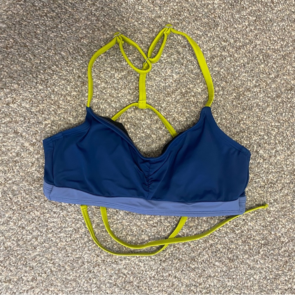 Title Nine Size 32C Underwire Bikini Top Adjustable Lace Up Tie Back EUC